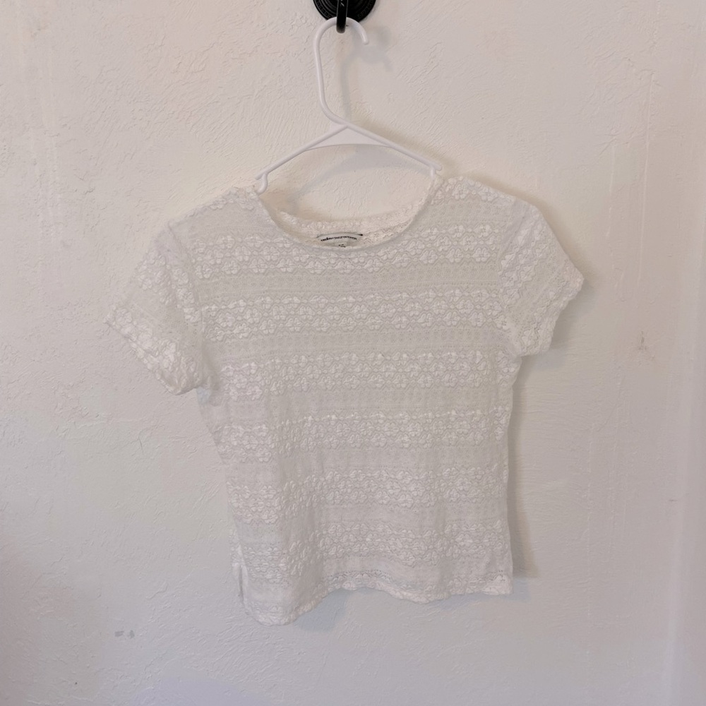 Y2K American Eagle Short Sleeve Crop Lace Top